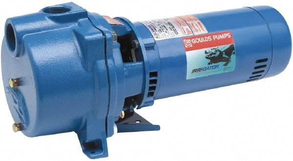 Goulds Pumps - 230 Volt, 17.2 Amp, 1 Phase, 3 HP, Self Priming Centrifugal Pump - 48J Frame, 1-1/2 Inch Inlet, 46 Head Pressure, 105 Max GPM, ODP Motor, Cast Iron Housing, Noryl Impeller, 107 Ft. Shut Off, Carbon Ceramic Mechanical Seal - Exact Tool & Supply