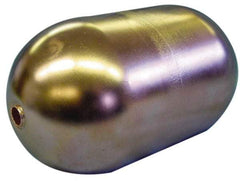Made in USA - 3" Diam x 7" Long, Oblong, Tubed Through Connection, Metal Float - 3/8" Rod Thread, Copper, 25 Max psi, 20 Gauge - Exact Tool & Supply