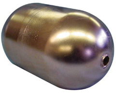 Made in USA - 3" Diam x 7" Long, Oblong, Tubed Through Connection, Metal Float - 1/4" Rod Thread, Copper, 25 Max psi, 20 Gauge - Exact Tool & Supply