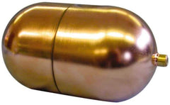 Made in USA - 4" Diam x 7" Long, Oblong, Tubed Through Connection, Metal Float - 1/4" Rod Thread, Copper, 25 Max psi, 23 Gauge - Exact Tool & Supply