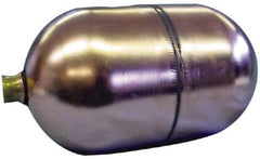 Made in USA - 3" Diam x 7" Long, Oblong, Round Spud Connection, Metal Float - 1/4-20 Thread, Stainless Steel, 150 Max psi, 25 Gauge - Exact Tool & Supply