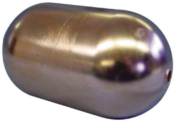 Made in USA - 6" Diam x 8" Long, Oblong, Tubed Through Connection, Metal Float - 3/8" Rod Thread, Copper, 25 Max psi, 21 Gauge - Exact Tool & Supply
