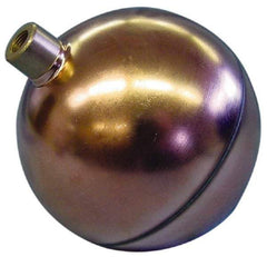 Made in USA - 4" Diam, Spherical, Round Spud Connection, Metal Float - 1/8 NPT Thread, Copper, 25 Max psi, 23 Gauge - Exact Tool & Supply