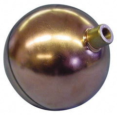 Made in USA - 10" Diam, Spherical, Round Spud Connection, Metal Float - 1/2" Straight Thread, Stainless Steel, 600 Max psi, 14 Gauge - Exact Tool & Supply