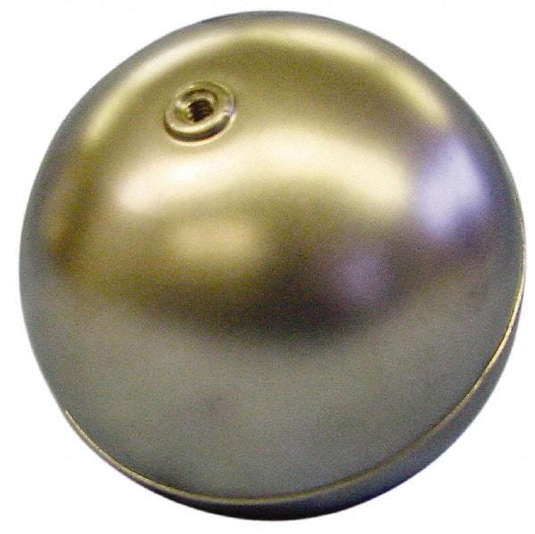 Made in USA - 2-3/8" Diam, Spherical, Internal Connection, Metal Float - 1/4-20 Thread, Copper, 25 Max psi, 24 Gauge - Exact Tool & Supply