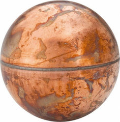 Made in USA - 2-1/2" Diam, Spherical, Internal Connection, Metal Float - 1/4-20 Thread, Copper, 25 Max psi, 24 Gauge - Exact Tool & Supply