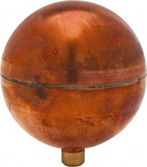 Made in USA - 3" Diam, Spherical, Round Spud Connection, Metal Float - 1/4-20 Thread, Copper, 25 Max psi, 24 Gauge - Exact Tool & Supply