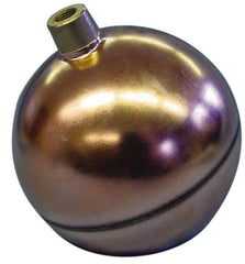 Made in USA - 6" Diam, Spherical, Round Spud Connection, Metal Float - 5/16-18 Thread, Copper, 25 Max psi, 23 Gauge - Exact Tool & Supply