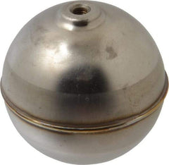 Made in USA - 2" Diam, Spherical, Internal Connection, Metal Float - 10-32 Thread, Stainless Steel, 1,000 Max psi, 22 Gauge - Exact Tool & Supply