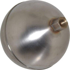 Made in USA - 3-1/2" Diam, Spherical, Hex Spud Connection, Metal Float - 1/8" Straight Thread, Stainless Steel, 700 Max psi, 24 Gauge - Exact Tool & Supply