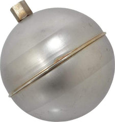 Made in USA - 4" Diam, Spherical, Hex Spud Connection, Metal Float - 1/4-20 Thread, Stainless Steel, 900 Max psi, 19 Gauge - Exact Tool & Supply