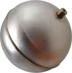 Made in USA - 6" Diam, Spherical, Hex Spud Connection, Metal Float - 1/4-20 Thread, Stainless Steel, 800 Max psi, 18 Gauge - Exact Tool & Supply
