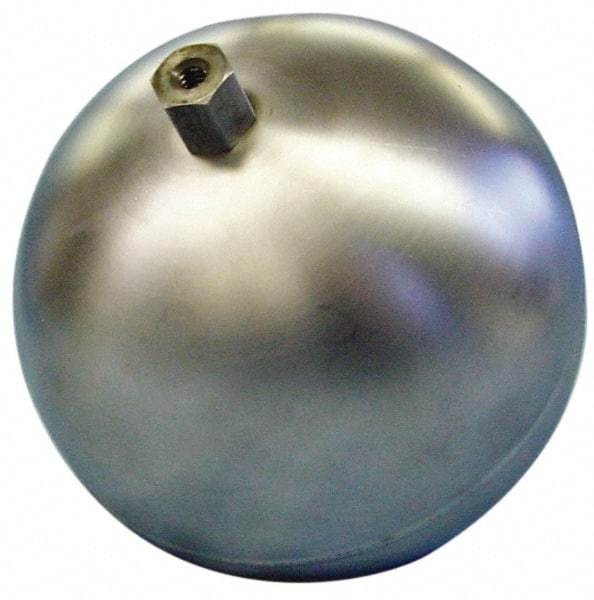 Made in USA - 12" Diam, Spherical, Hex Spud Connection, Metal Float - 1/4" Straight Thread, Stainless Steel, 500 Max psi, 14 Gauge - Exact Tool & Supply