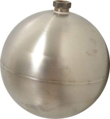 Made in USA - 7" Diam, Spherical, Hex Spud Connection, Metal Float - 3/8" Straight Thread, Stainless Steel, 650 Max psi, 14 Gauge - Exact Tool & Supply