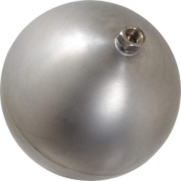 Made in USA - 8" Diam, Spherical, Hex Spud Connection, Metal Float - 3/8" Straight Thread, Stainless Steel, 450 Max psi, 21 Gauge - Exact Tool & Supply