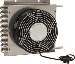 Lytron - 3/8" Tube OD, 1 Fan Mount, Liquid-To-Air Stainless Steel Tubed Process Equipment Heat Exchanger - Deionized Water Cooler, Corrosive Liquid Cooler, 9" High x 10.9" Wide x 2.5" Deep, 3,080 BTU/Hr, 400°F Max - Exact Tool & Supply