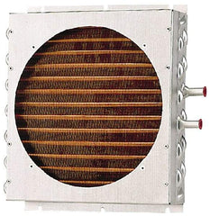 Lytron - 1/2" Tube OD, 1 Fan Mount, Liquid-To-Air Stainless Steel Tubed Process Equipment Heat Exchanger - Deionized Water Cooler, Corrosive Liquid Cooler, 12" High x 12.9" Wide x 2.5" Deep, 4,500 BTU/Hr, 400°F Max - Exact Tool & Supply