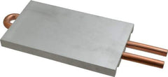 Lytron - 6" Long x 3-1/2" High, Straight Connection Copper Tube Cold Plate - 3/8 OD Tube, 2-Pass Fluid Path, Water Cooling, 1/2" Thick - Exact Tool & Supply