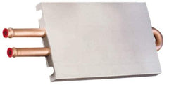 Lytron - 6" Long x 3-1/2" High, Beaded Connection Copper Tube Cold Plate - 3/8 OD Tube, 2-Pass Fluid Path, Water Cooling, 1/2" Thick - Exact Tool & Supply
