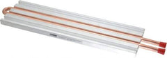 Lytron - 12" Long x 3-1/2" High, Straight Connection Copper Tube Cold Plate - 3/8 OD Tube, 2-Pass Fluid Path, Water Cooling, 1/2" Thick - Exact Tool & Supply