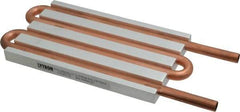 Lytron - 6" Long x 3-1/2" High, Straight Connection Copper Tube Cold Plate - 3/8 OD Tube, 4-Pass Fluid Path, Water Cooling, 1/2" Thick - Exact Tool & Supply