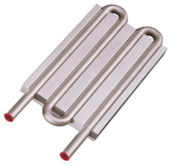 Lytron - 6" Long x 3-1/2" High, Straight Connection Stainless Steel Tube Cold Plate - 3/8 OD Tube, 4-Pass Fluid Path, Deionized Water or Corrosive Fluids Cooling, 1/2" Thick - Exact Tool & Supply