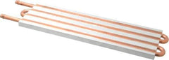 Lytron - 12" Long x 3-1/2" High, Beaded Connection Copper Tube Cold Plate - 3/8 OD Tube, 4-Pass Fluid Path, Water Cooling, 1/2" Thick - Exact Tool & Supply