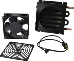 Lytron - 3/8" Tube OD, 1 Fan Mount, Liquid-To-Air Copper Tubed Process Equipment Heat Exchanger - Water Cooler, 6.6" High x 7.4" Wide x 1.3" Deep, 870 BTU/Hr, 400°F Max - Exact Tool & Supply