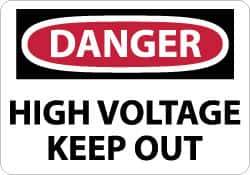 NMC - "Danger - High Voltage - Keep Out", 10" Long x 14" Wide, Fiberglass Safety Sign - Rectangle, 0.095" Thick, Use for Accident Prevention - Exact Tool & Supply