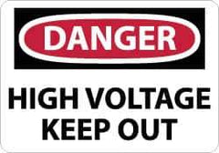 NMC - "Danger - High Voltage - Keep Out", 10" Long x 14" Wide, Fiberglass Safety Sign - Rectangle, 0.095" Thick, Use for Accident Prevention - Exact Tool & Supply