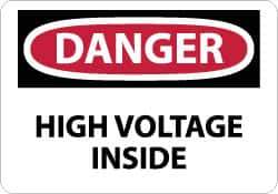 NMC - "Danger - High Voltage Inside", 10" Long x 14" Wide, Fiberglass Safety Sign - Rectangle, 0.095" Thick, Use for Accident Prevention - Exact Tool & Supply