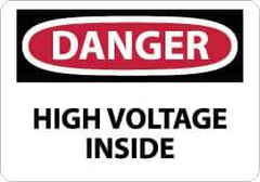 NMC - "Danger - High Voltage Inside", 10" Long x 14" Wide, Fiberglass Safety Sign - Rectangle, 0.095" Thick, Use for Accident Prevention - Exact Tool & Supply