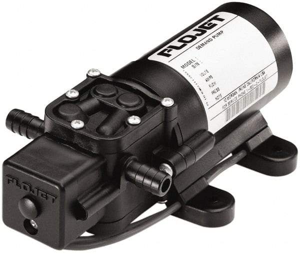 FloJet - 3/8 Inlet Size, 3/8 Outlet Size, Demand Switch 40 PSI, Diaphragm Spray Pump - 12 Input Voltage, Santoprene, Polypropylene, 1.00 Max GPM, Barbed - Exact Tool & Supply