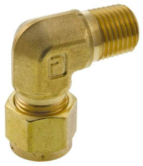 Parker - 5/8" OD, Brass Male Elbow - 2,000 Max Working psi, 7/8" Hex, Comp x MNPT Ends - Exact Tool & Supply