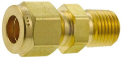Parker - 5/8" OD, Brass Male Connector - 2,000 Max Working psi, 15/16" Hex, Comp x MNPT Ends - Exact Tool & Supply