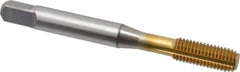 OSG - 1/4-28 UNF H4 Thread Limit Modified Bottoming Thread Forming Tap - Cobalt, TiN Finish, 2-1/2" OAL, 1" Thread Length, Right Hand Thread, Series HY-PRO NRT - Exact Tool & Supply