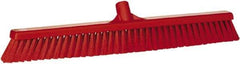 Vikan - 24" Fine Particle Synthetic Push Broom - 2" Bristle Length, Plastic Block, European Threaded Handle Connection - Exact Tool & Supply