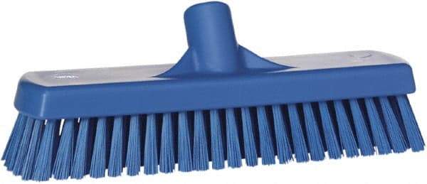 Vikan - 1.7" Bristle Length, Polyester Scrub Brush - 2-1/2" Wide Head, 19" OAL, Blue, Polypropylene Block - Exact Tool & Supply