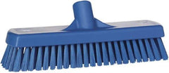 Vikan - 1.7" Bristle Length, Polyester Scrub Brush - 2-1/2" Wide Head, 19" OAL, Blue, Polypropylene Block - Exact Tool & Supply