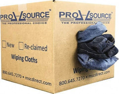PRO-SOURCE - Reclaimed Rags - Assorted Colors, Denim, Low Lint, 10 Lbs. at 2 to 4 per Pound, Box - Exact Tool & Supply