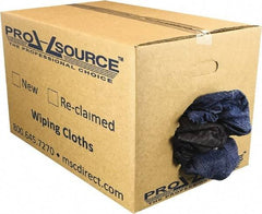 PRO-SOURCE - Reclaimed Rags - Assorted Colors, Denim, Low Lint, 25 Lbs. at 2 to 4 per Pound, Box - Exact Tool & Supply