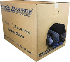 PRO-SOURCE - Reclaimed Rags - Assorted Colors, Denim, Low Lint, 50 Lbs. at 2 to 4 per Pound, Box - Exact Tool & Supply