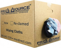PRO-SOURCE - Reclaimed Rags - Assorted Colors, Terry Cloth, Medium Lint, 25 Lbs. at 3 to 4 per Pound, Box - Exact Tool & Supply