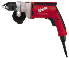 Milwaukee Tool - 3/8" Keyless Chuck, 1,200 RPM, Pistol Grip Handle Electric Drill - 7 Amps, 120 Volts, Reversible, Includes 3/8" Magnum Drill & Side Handle - Exact Tool & Supply