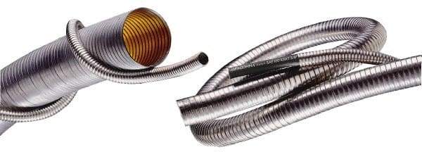 Kuriyama of America - 3" ID x 3-1/4" OD, -60 to 750°F, Galvanized Steel Unlined Flexible Metal Duct Hose - 0.017 to 0.02 Gage Thickness, 22" Bend Radius, 25' Long - Exact Tool & Supply