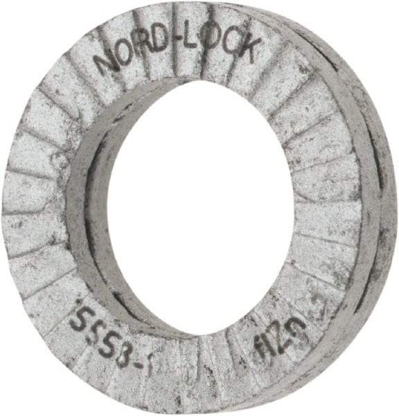 Nord-Lock - 1/4", 0.454" OD, Zinc Flake, Steel Wedge Lock Washer - Grade 2, 0.276 to 0.284" ID - Exact Tool & Supply