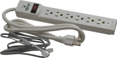 Tripp-Lite - 6 Outlets, 120 Volts, 15 Amps, 4' Cord, Power Outlet Strip - Free Hanging, Keyhole Mount, 5-15P NEMA Configuration, 10.8" Strip, UL1449 3rd Edition - Exact Tool & Supply