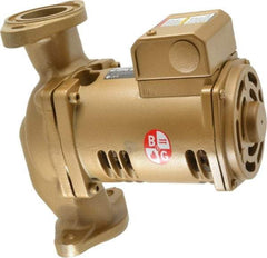 Bell & Gossett - 1/6 hp, 9-1/8" Long, 1 Phase, Bronze Housing, Noryl Impeller, Inline Circulator Pump - 115 Volt, 60 Hz, 6-3/8" Flange Width, Bell & Gossett Part No. 1BL004, 150 Max psi, ODP Motor - Exact Tool & Supply