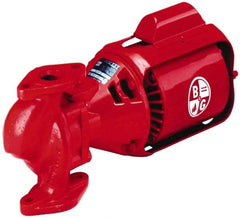 Bell & Gossett - 1/2 hp, 20-1/4" Long, 1 Phase, Cast Iron Housing, Brass Impeller, Inline Circulator Pump - 115/230 Volt, 60 Hz, 12" Flange Width, Flanges Included, Bell & Gossett Part No. 105089, 125 Max psi, ODP Motor - Exact Tool & Supply