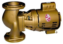 Bell & Gossett - 1/6 hp, 16-5/8" Long, 1 Phase, Bronze Housing, Brass Impeller, Inline Circulator Pump - 115 Volt, 60 Hz, 8-1/2" Flange Width, Bell & Gossett Part No. 102217, 125 Max psi, ODP Motor - Exact Tool & Supply